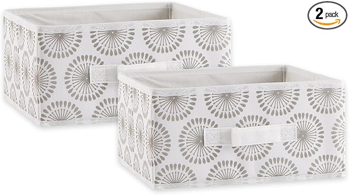 DII Non Woven Polyester Storage Bin, 11x11x5.5-inch, Starburst Gray, 2 Piece