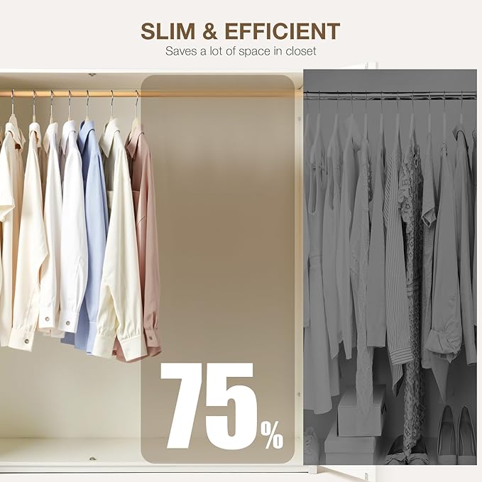 Korpai 24-Pack Beige Velvet Hangers with Clips Adjustable,Adult Hangers,Outfit Hangers,Heavy-Duty,Non-Slip,Space Saving, Felt Hanger for Pants, Skirts, Suits,Coats, Dresses ect.
