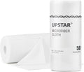 UPSTAR Microfiber Cleaning Cloth, Reusable Paper Towels Rolls, 50 Packs 12x12 inch Cleaning Rags for Washing Dishes, Kitchen, Bathroom, Car, White