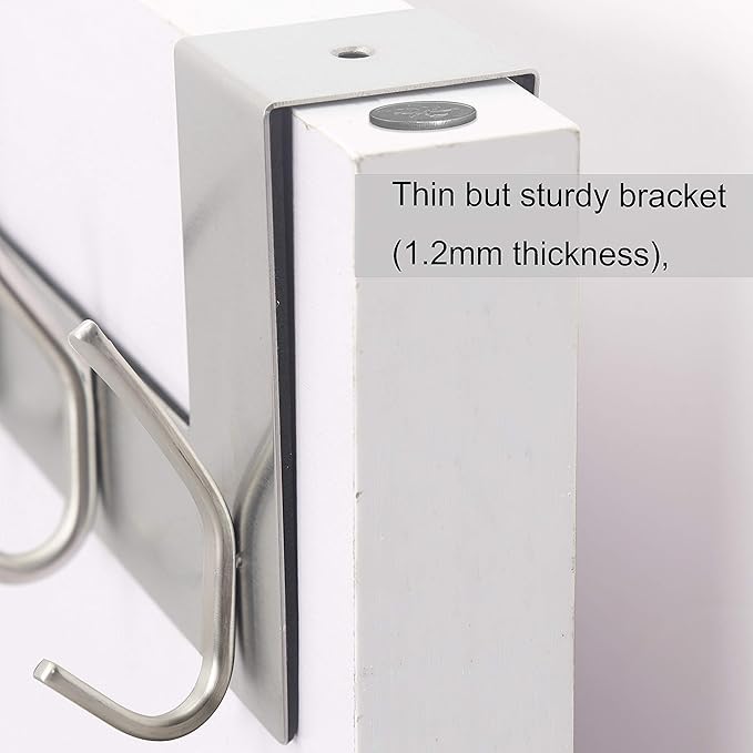 WEBI Over The Door Hooks Door Hanger:Over The Door Towel Rack with 6 Hooks for Hanging,Door Coat Hanger Towel Hanger Over Door Coat Rack for Towels,Clothes,Silver,2 Packs