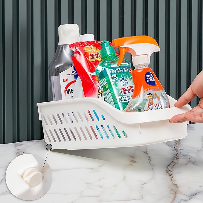 3 Pack Pantry Organizers and Storage with Wheels Pull Out Kitchen Cabinet Organizers and Storage Multi-purpose Rolling Organizer Bin for Food, Snack, Cleaning Supplies