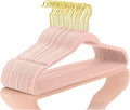 MIZGI Premium Velvet Hangers (Pack of 50) Heavyduty - Non Slip - Velvet Suit Hangers Blush Pink - Gold Hooks,Space Saving Clothes Hangers Felt Organizer