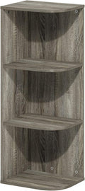 Furinno PASIR Book Shelf, 3-Tier Corner Bookshelf, Open Shelves Bookcase 9.3 x 12 x 31.5, for Living Room, Bedroom, Home Office, French Oak
