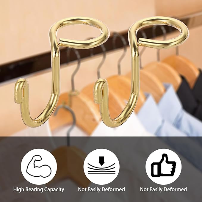 Sumnacon Gold Metal Hanger Extender Hooks - 30 Pcs Mini Cascading Hooks for Velvet & Wooden Hangers, Hat Bag