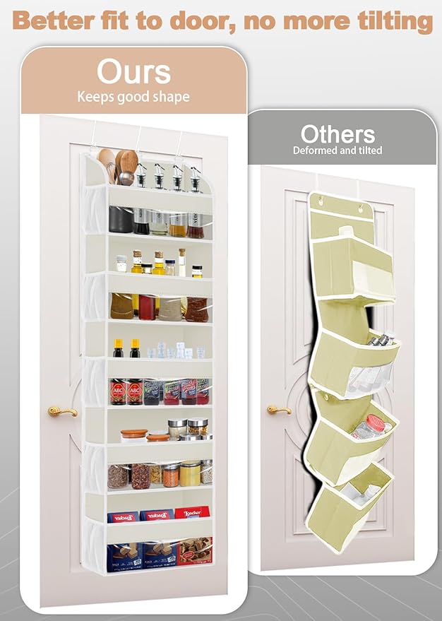 1 Pack Over The Door Storage Organizer with 5 Pockets 10 Mesh Pockets, 44 lbs Weight Capacity Door Hanging Organizers and Storage for Bedroom,Bathroom,Nursery,Kidroom,Babyroom