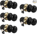 Probrico (5 Pack Round Privacy Door Knob(Thumb Turn Lock on The Inside), Keyless Doorknobs Interior/Exterior Lockset,Privacy Knobs for Bedroom/Bathroom,Black Modern Design Door Hardware