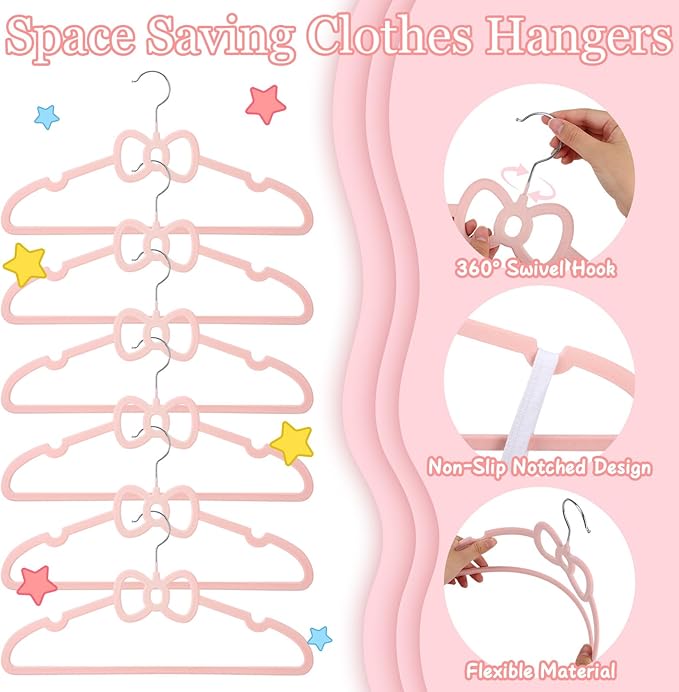 45 Pack Pink Velvet Hangers, 16" Non Slip Velvet Clothes Hanger Ultra Slim Felt Hanger with 360 Degree Swivel Hook Space Saving for Coats Jacket Shirts Dress
