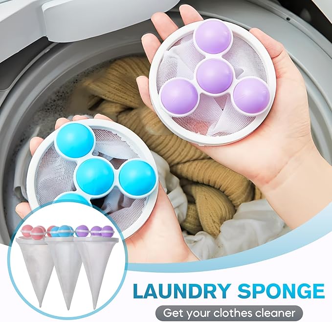 Pet Hair Remover for Laundry, 2026 Upgaded 3pcs Floating Hair Filtering Mesh Removal for Washing Machine, Reusable Dog & Cat Hair Remover Tool for Pet Fur, Hair, Lint, Dander from Laundry (Purple)