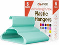 Plastic Clothes Hangers – Heavy Duty Hanger Set, for Organizing Clothes, Dresses, and Coat, Holds Up to 5 lbs, Space-Saving Hangers with Non-Slip Shoulder Grooves, Pack of 5, Aqua