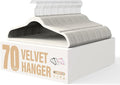 YSSOA Velvet Hangers 70 Pack, Non-Slip Clothes Hangers with Shoulder Notches, 360° Swivel Hooks, Heavy Duty Standard Hanger for Closet Space Saving, White