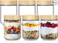 NETANY 6-pack 16oz Glass jars with Airtight Lids, Overnight Oats Containers with Bamboo Lids, Wide mouth Mason Salad jars, Glass Food Storage Containers for Snacks Yogurt Spice Sugar