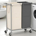 Heybly Laundry Basket, 2 x 18.5 Gal Laundry Separator Hamper with Heavy Duty Rolling Wheels, Divider Sorter with Removable Bags, Dirty Clothes Storage, 29.1 x 15.4 x 33.1 Inches HLH021P02