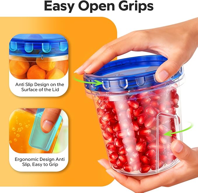 Freezer Storage Containers, [12 Pack-24 Oz] Airtight Plastic Food Storage Containers with Twist Top Lids, Soup, Meal Prep Containers | BPA Free | Stackable | Leakproof | Microwave/Dishwasher Safe