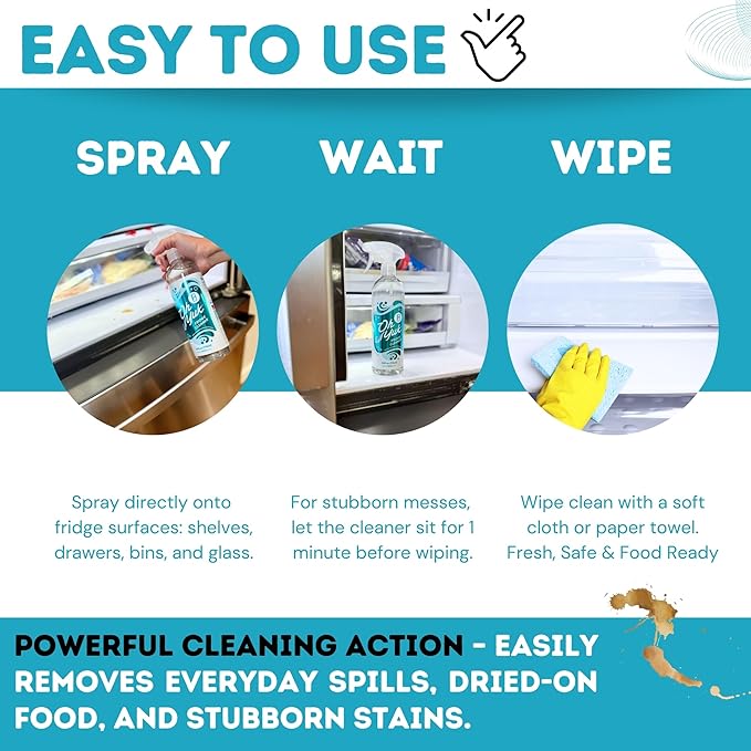 Oh Yuk Fridge Cleaner – Cleans Inside Refrigerator for Spotless, Food-Contact Safe Surfaces | Biodegradable, Vegan, Cruelty-Free | Effortlessly Lifts Sticky Messes & Dried-On Food | Spray Bottle