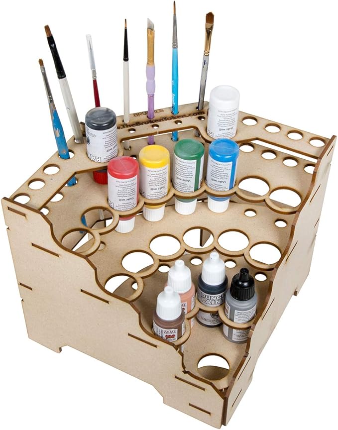 The Broken Token Modular Paint Rack w/ 26mm Holes - 90° Wedge - Multiple Organizer for Paint Bottles, Pots, and Brushes in Tiered Layout - Customize Your Pieces with Easy Organization & Access