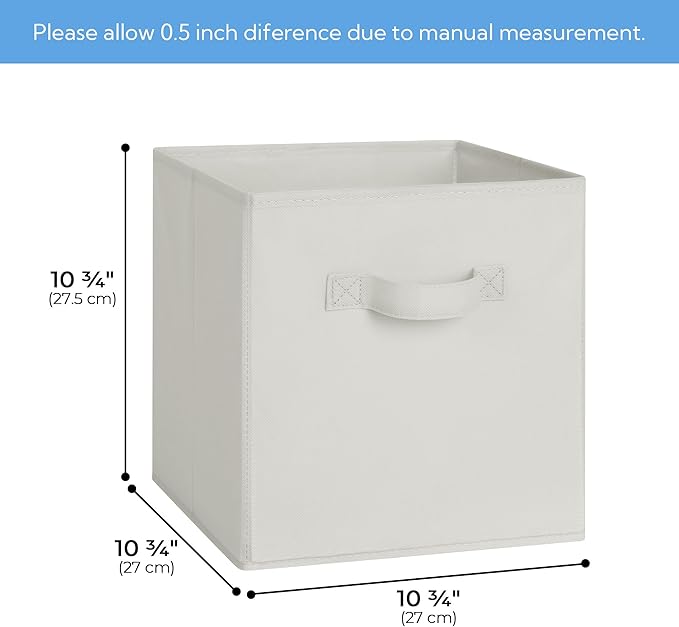 Cupic Cupid 11 Inch Storage Cube, Fabric Cube Storage Bin with Handles, Storage Cube Organizer for Clothes and Toys, Collapsible Cube Bins for Closet, Shelves, Nursery, 6-Pack, Light Gray
