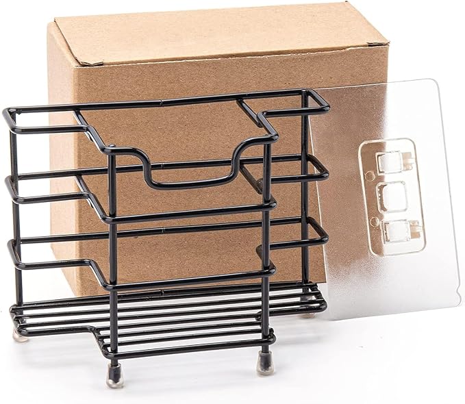 Stainless Steel Toothbrush and Toothpaste Holder for Bathroom - 3-Slot Organizer with Modern Black Design, Space-Saving and Hygienic Bathroom Storage for Countertop or Shower (Medium)
