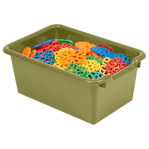 ECR4Kids Scoop Front Storage Bins, Multipurpose Organization, Fern Green, 10-Piece