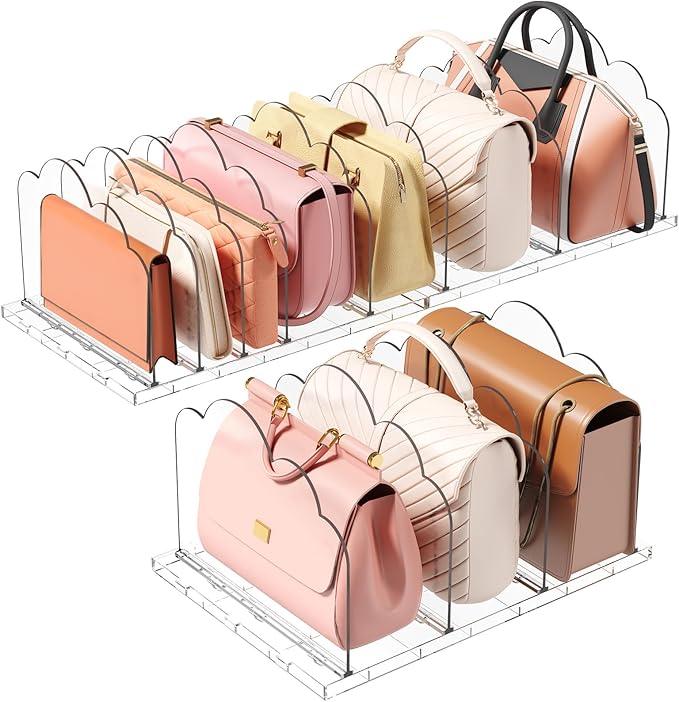 Lifewit Purse Organizer for Closet, Clear Handbags Storage Organizer, Adjustable Clutch Purse Storage Organizer Holder for Closet, 3 Pack Bookshelf Dividers for Sweater in Bedroom 35 x 24 cm/14 x 9.5