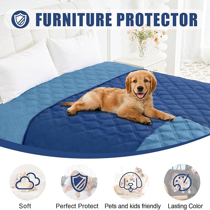 Smiry Waterproof Dog Bed Cover Blanket 30x53, Soft Reversible Pet Blanket, Washable Leakproof Cats Dogs Couch Cover for Sofa, Couch, Furniture, Lattice, Navy/Blue