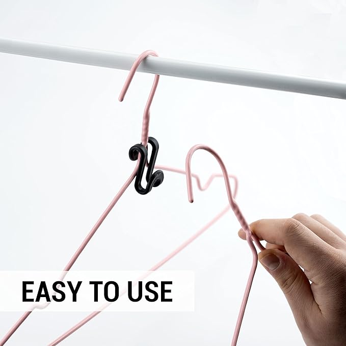 60 Pack S Shape Clothes Hanger Connector Hooks Hanger Extender Clips Mini Space Saver Hanger Clothes Hanger Extender Connector Hook Space Saving Cascading Hanger Organizer Hanger Connection Hook Black