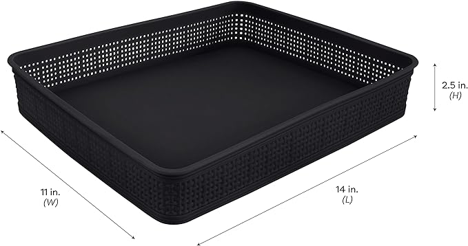 Simplify 10 Piece Organizing Set | Multiple Size Bins | Multipurpose | Office | Desk | Dorm | Bathroom | Storage Basket | Small Items | Accessories | Black (Pack of 6)