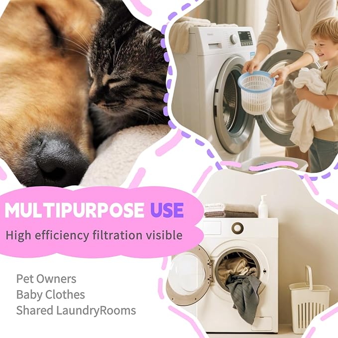 Upgrade Pet Hair Remover for Laundry - Lint Catcher for Washing Machine, Reusable Household Hair Filter Washer Lint Trap Net Pouch (3 Pieces)