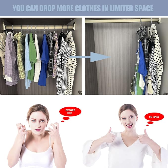 Clothes Hanger Connector Hooks, Space Saver Connector Hooks,5-Colors Hanger Extender Clips, Closet Organizer Space Saving Hangers for Clothes (50Pcs)