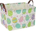 Large ,Empty,Rectangular Colerful Eggs Basket for Boys and Girls Gift,Kids Toy Storage Bin with Hand Painted easter eggs,Baby Room Decor (Easter Basket)