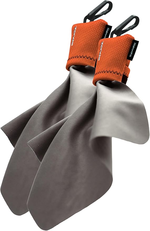 SPUDZ Ultra Microfiber Lens Cleaner – Closable Pouch, Clip-On, Washable – for Optics, Scopes, Glasses | Blaze Orange, 6 x 6 Inch (2-Pack)