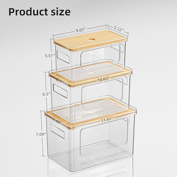 Under Sink Organizer,Plastic Trash Bag Holder Dispenser,Stackable Pantry Laundry Room Home Organization,Bamboo Lid Potatoes Onions Storage Container for Kitchen,Set of 3 for 13/30/33 Gallon Bags