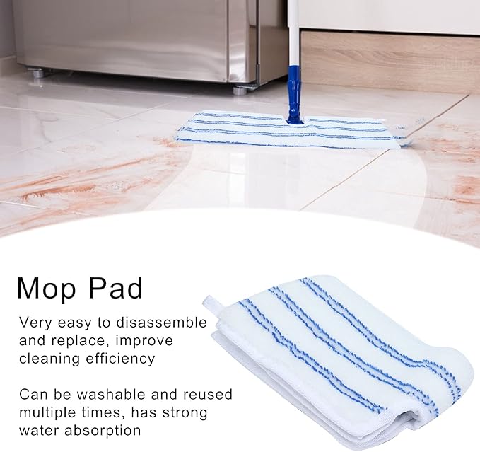 2 Pack Microfiber Mop Replacement Heads Compatible with O-Cedar Dual Action Flat Mop for Dry/Wet Use, Machine Washable Reusable Flip Mop Refills All Surface Cleaning(Blue White Stripe)