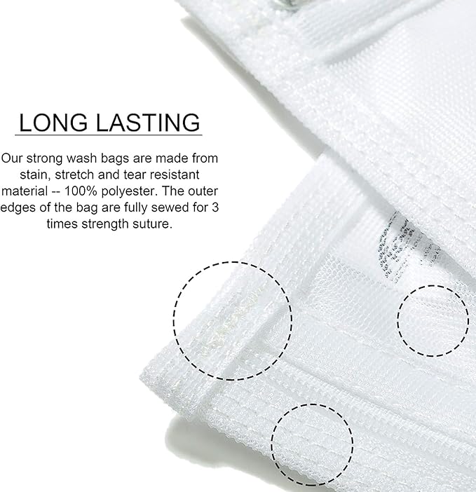 TENRAI 3 Packs Delicate Laundry Bags for Reusable Face Masks and Reusable Makeup Remover Pads,Fine Mesh Wash Bags,Use YKK Zipper, with Hanger Loop, Portable Mask Storage Bag (3 Small)