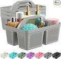 MLIKLU 4 Pack Portable Shower Caddy, Integrated Handle, Reinforced Plastic, Quick-Dry Ventilation Holes, Multi-purpose Storage Basket for Home, Dorm and Bathroom, Kitchen, Under Sink Storage, Grey