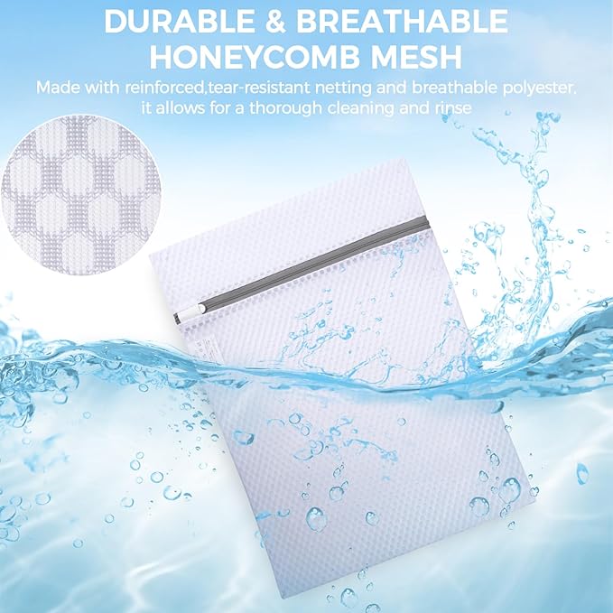 BAGAIL Laundry Bags Mesh Wash Bag for Intimates Lingerie and Delicates,3Pcs(Honeycomb, 1S, 1M, 1L)