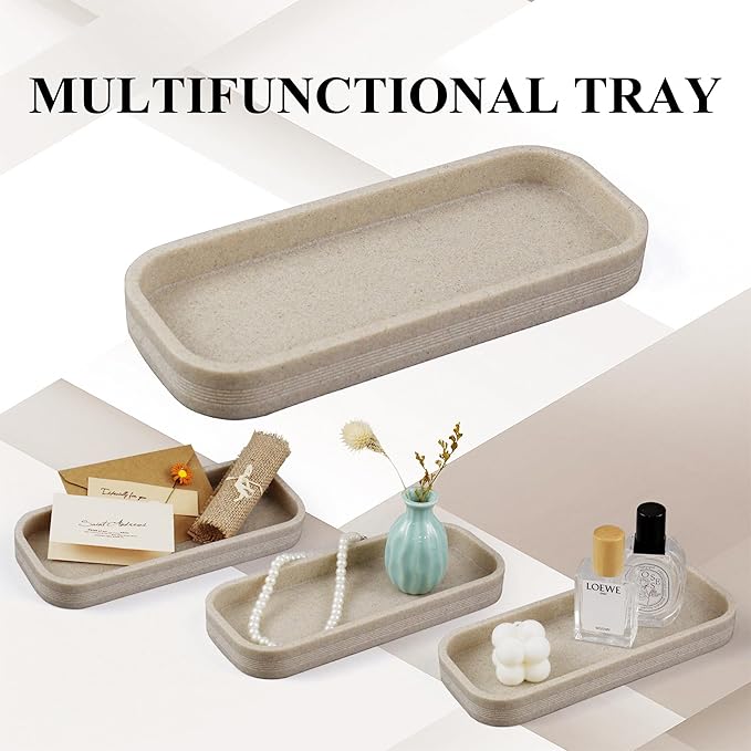 6-Piece Bathroom Accessories Set, Bathroom Accessory Set with Soap Dispenser, Toothbrush Holder Set, Vanity Tray, Tumbler & 2 Cotton Swab Jars, Modern Stylish Bathroom Organizer(Beige)