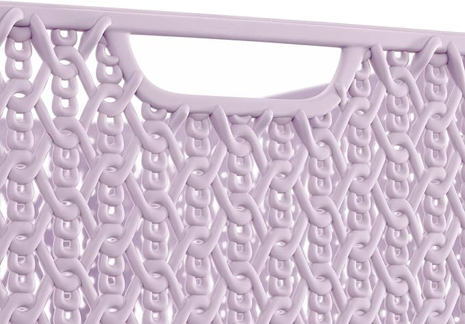 Whitmor Resin Form Tote Link Stitch, Small, STITCH-LAVENDER，3 Pack