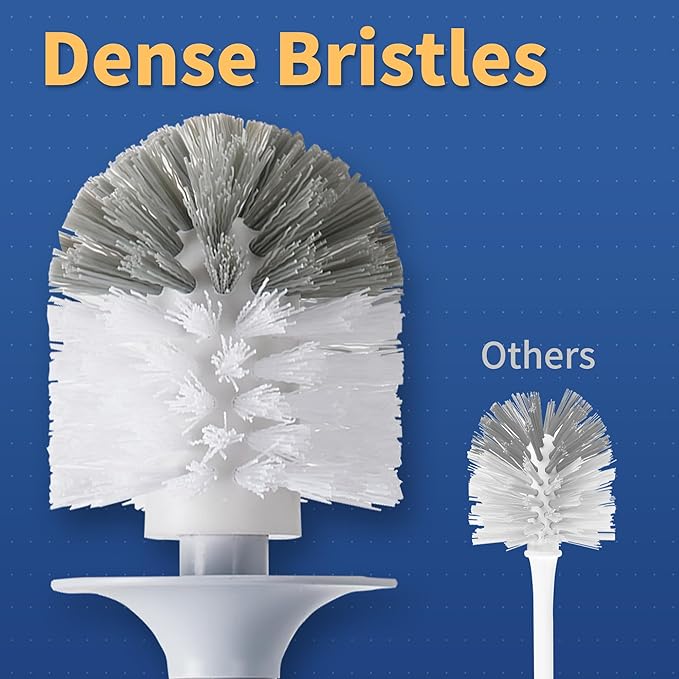 BOOMJOY Toilet Bowl Brush and Holder, 2 Pack Toilet Brush and Holder Set with Dense Bristles for Bathroom Deep Cleaning, Household Cleaning Accessories, Easy to Assemble, Clear