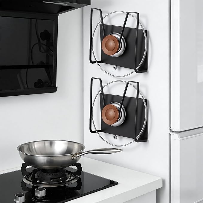 2 Pack Magnetic Pot Lid Holder for Refrigerator, Magnetic Pot Lid Organizer Kitchen Pots Lids Holder Moveable Pots Lids Organizer Magnetics Shelf for Cutting Board, Baking Tray & Pan Covers-1.5KG load