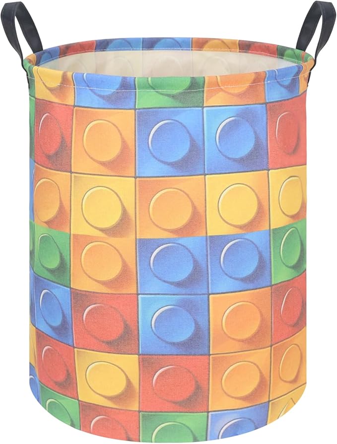FXOLCSHE Toy storage basket,Building block toy storage basket,Nursery laundry hamper,Waterproof foldable laundry basket for kids,Clothes Organizer Basket,Toys Box,Room Decor(Blocks)