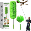 Cobweb Duster with Extension Pole, Washable Cleaning Duster Set with 2 Duster Heads, Corner Brush, 15-110-Inch Telescoping Pole for high Ceiling Fans, Long Duster for high Ceilings，Spider Web Brush