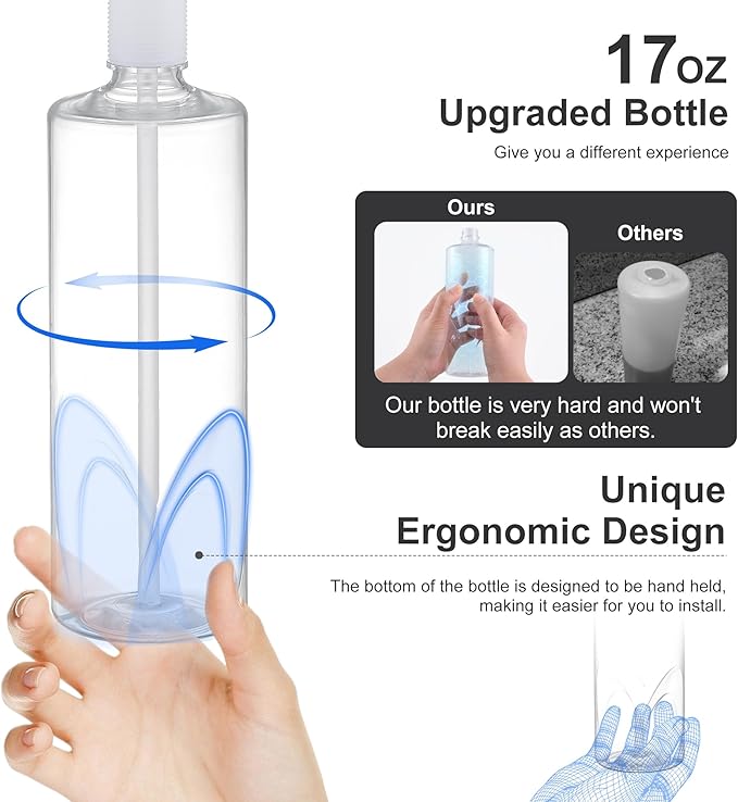 GAGALIFE Built in Sink Soap Dispenser or Lotion Dispenser for Kitchen Sink, Brushed Nickel ABS Pump Head, with 17 Ounce Large PET Soap Bottle