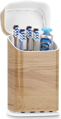 GFWARE Toothbrush Holders with Cover - 5 Slots Toothbrush and Toothpaste Holde Kids Tooth Brush Holder for Bathroom, Detachable Bathroom Sink Organizer countertop, Wood