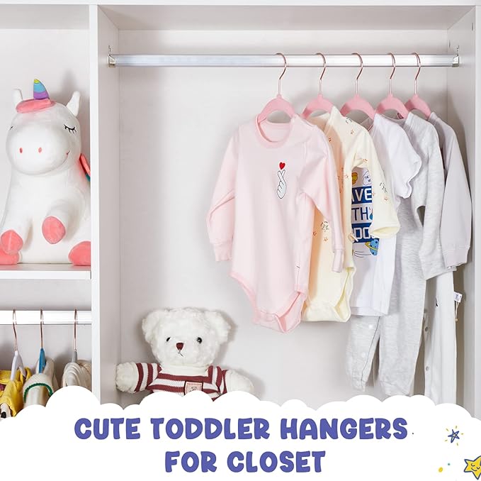 HOUSE DAY Velvet Baby Hangers for Closet, Kids Hangers Velvet 60 Pack, Non Slip Toddler Hanger 11.8 Inch, Durable Childrens Hanger for Newborn Baby Clothes- Blush Pink