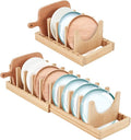 Bamboo Expandable Pots and Pans Organizer under Cabinet, Pot Lid Organizer Holder with 10 Adjustable Dividers, Cutting Board Holder, Baking Sheet Organizers for Kitchen Countertop