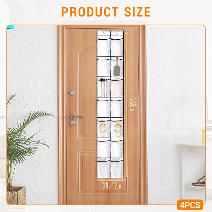 NAFJYR 4 Pcs Over the Door Shoe Organizer, 14 Pocket Hanging Shoe Rack
