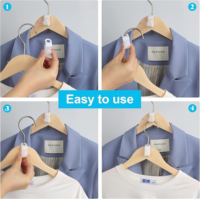 100 PCS Space Saving Hanger Hooks and Clips for Plastic Hangers (White)