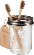 SheeChung Mason Jar Toothbrush Holders, Glass Toothbrush Holders for Bathroom, Bathroom Essentials, Mason Jar Bathroom Accessories Set, Bathroom Countertop Organizer-Oil Rubbed Bronze