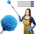 COCONUT Cobweb Duster with Pole,4-feet Ceiling Fan Duster Medium Stiff Bristles for Indoor Outdoor Garage