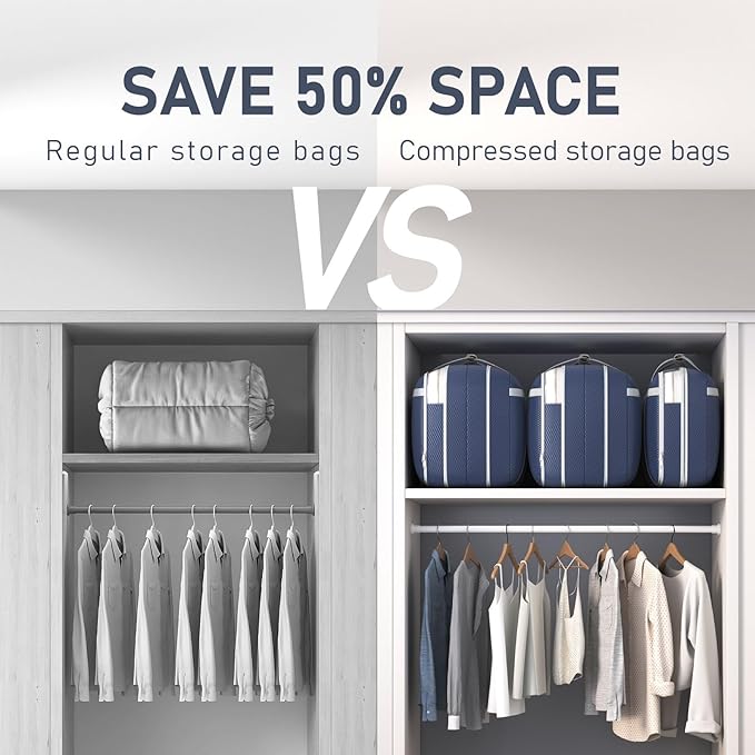 DIMJ Compression Moving Bags - Extra Large Heavy Duty Comforter Storage Bag with Window, Packing Totes with Strong Handles & Zipper, Space Saving Box Containers for Blanket, Clothes, Bedding, 2 Pack